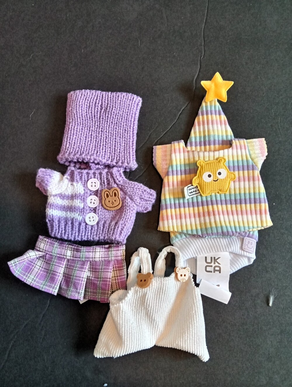 Doll Purple Sweater Outfit, Pastel Star Top Set And Overalls